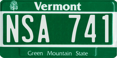 VT license plate NSA741