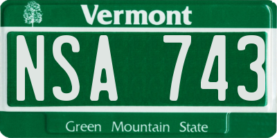 VT license plate NSA743