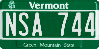 VT license plate NSA744