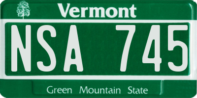 VT license plate NSA745