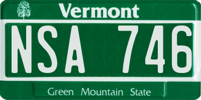 VT license plate NSA746