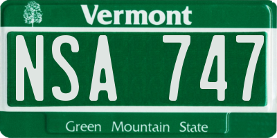 VT license plate NSA747