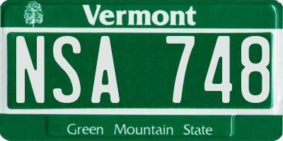 VT license plate NSA748