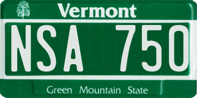 VT license plate NSA750