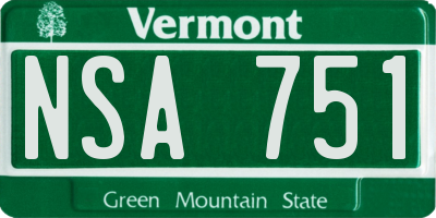 VT license plate NSA751