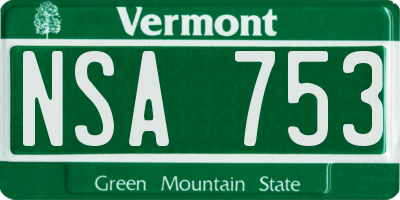 VT license plate NSA753