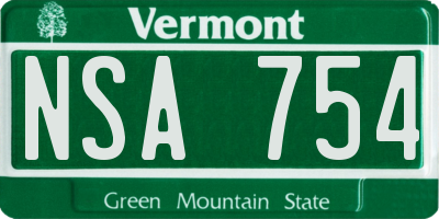 VT license plate NSA754