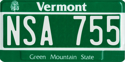 VT license plate NSA755