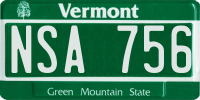VT license plate NSA756