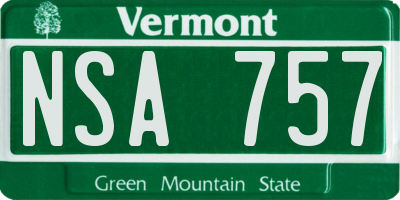 VT license plate NSA757