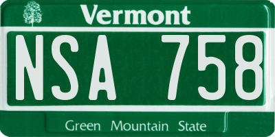 VT license plate NSA758