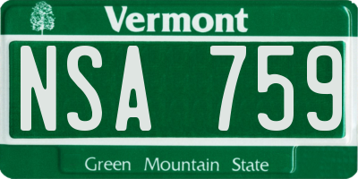 VT license plate NSA759
