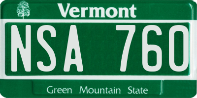 VT license plate NSA760