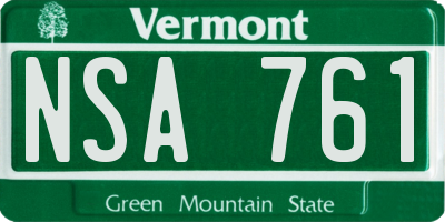 VT license plate NSA761