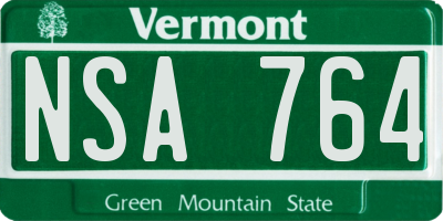 VT license plate NSA764