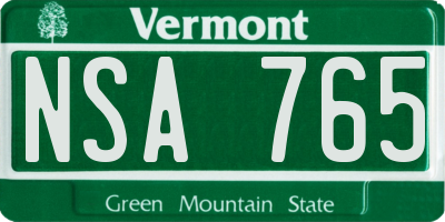VT license plate NSA765