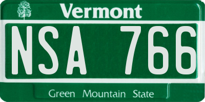 VT license plate NSA766