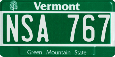 VT license plate NSA767
