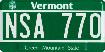 VT license plate NSA770