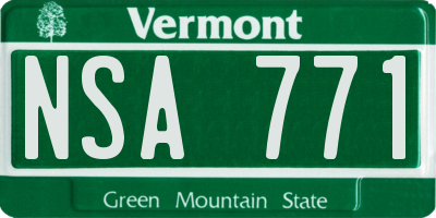 VT license plate NSA771