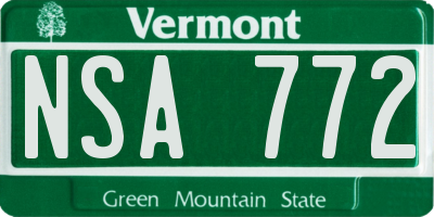 VT license plate NSA772