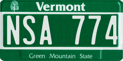 VT license plate NSA774