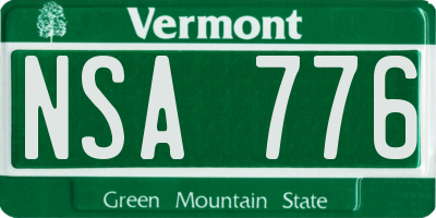 VT license plate NSA776