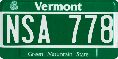 VT license plate NSA778