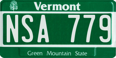 VT license plate NSA779