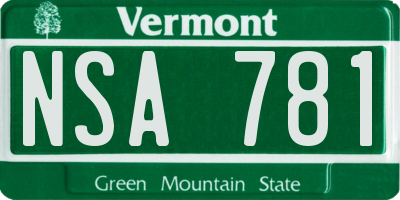 VT license plate NSA781
