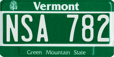 VT license plate NSA782