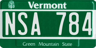 VT license plate NSA784