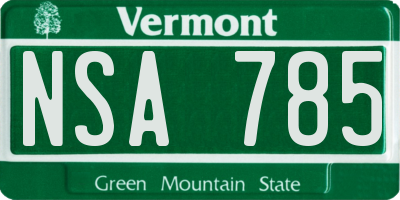 VT license plate NSA785