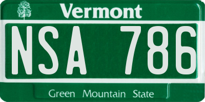 VT license plate NSA786