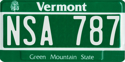 VT license plate NSA787
