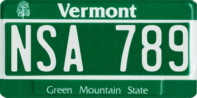 VT license plate NSA789