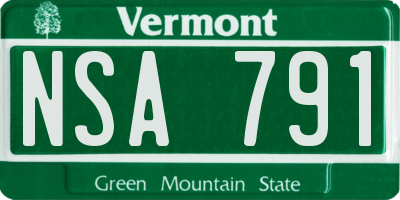 VT license plate NSA791