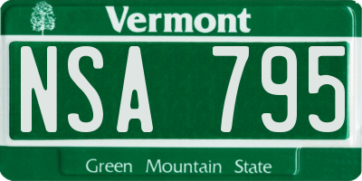VT license plate NSA795