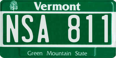 VT license plate NSA811