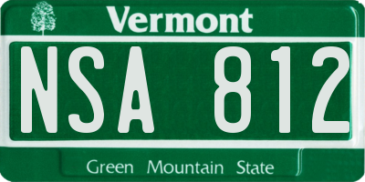 VT license plate NSA812