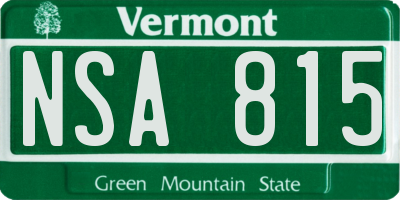 VT license plate NSA815