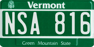 VT license plate NSA816