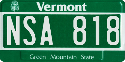 VT license plate NSA818