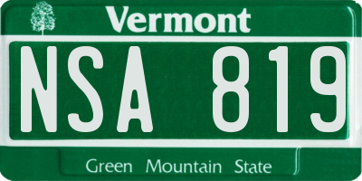 VT license plate NSA819