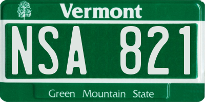 VT license plate NSA821