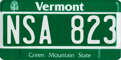 VT license plate NSA823