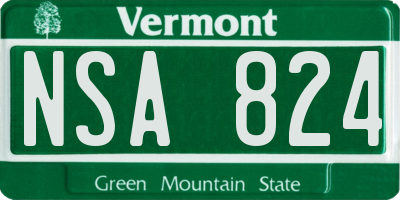VT license plate NSA824