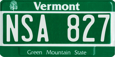 VT license plate NSA827