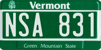 VT license plate NSA831