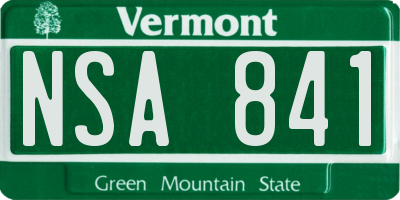 VT license plate NSA841